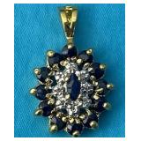 Sterling Silver & Sapphire Pendant 3.00 Grams