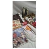 Craft lot. Material, iron, 3 craft books and more