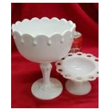 Indiana Milk Glass Tear Drop Compote with