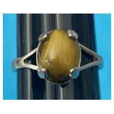 Sz.6 Sterling Silver & Tiger Eye Ring 1.62 Grams