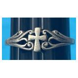 Sz.10 Sterling Silver Cross Ring 2.01 Grams