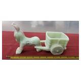 Fenton Art Glass Donkey with Cart