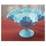 Ruffled Fenton Hobnail Slag Glass