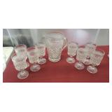 Anchor Hocking Glass Pitcher & Glasses