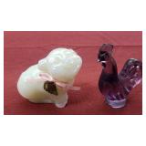 Fenton Glass Pig & Rooster (rooster is damage)