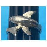 Sz.8 Sterling Silver Dolphin Ring 3.12 Grams