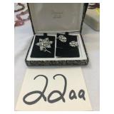 DIAMOND LOOK BROOCH, CLIP ON EARRINGS