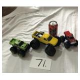 YELLOW METAL, OTHERS PLASTIC MONSTER TRUCKS