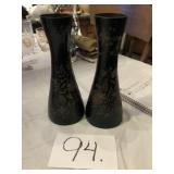 2 BRASS ETCHED VASES WITH INDIA 410B