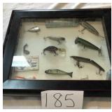 VINTAGE FISHING LURES IN SHOWCASE