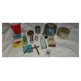 Old medicine bottles powder box / music box. Pack