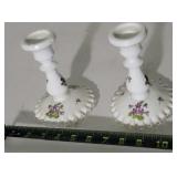Fenton Handpainted Glass Candle Holders