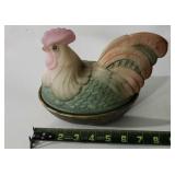 Fenton Handpainted Glass Hen On Nest