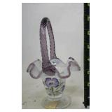Fenton Handpainted Glass Basket