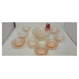 Pink depression berry bowl set ( some small