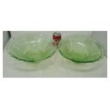 2 green depression large center prices bowls.