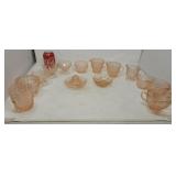 Pink depression glass.