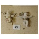 2 wooden angels