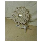 20 x 20 x 2" coral mirror & decorative starfish