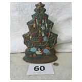 12" tall cast iron Christmas tree doorstop