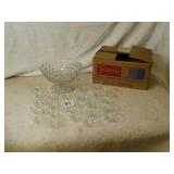 American Fostoria punch bowl 12 inch with cups in