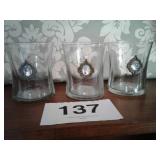 3 glass candle holders