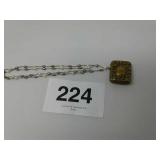 Vintage brass cigarette lighter necklace -