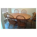 OAK OVAL DINING TABLE W/6 CHAIRS (AMISH MADE)