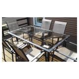 GLASS TOP PATIO TABLE W/6 CHAIRS