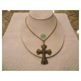 BEAUTIFUL LARGE COLORFUL CROSS NECKLACE