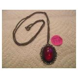 STERLING RED CABOCHON NECKLACE