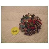 COPPER COLOR RHINESTONE BROOCH/PENDANT