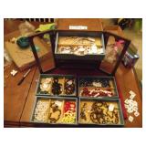 VINTAGE JEWELRY BOX & MISC. JEWELRY