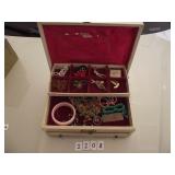 VINTAGE JEWELRY BOX & MISC. JEWELRY