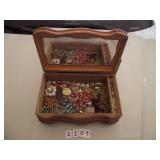 VINTAGE JEWELRY BOX & JEWELRY, SOME MISSING STONES