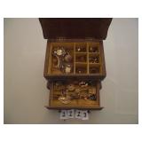 VINTAGE JEWELRY BOX & MISC. JEWELRY