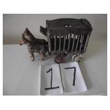 ANTIQUE CAST IRON TOY W/ LARGE ANIMAL CAGE...RARE