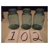 3 OLD BALL JARS