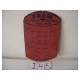 ANTIQUE FRAM OIL CHANGE & FILTER SERVICE TOOL RACK