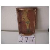 VINTAGE SERVING TRAY COWGIRL W/ GUN