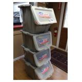 4 STACKABLE STORAGE CONTAINERS