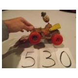 OLD WOOD PULL TOY BOBBLE HEAD
