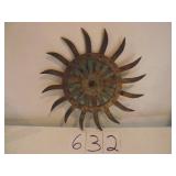 ANTIQUE CAST IRON ROTARY HOE FARM WHEELS