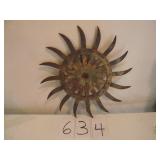 ANTIQUE CAST IRON ROTARY HOE FARM WHEELS