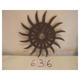 ANTIQUE CAST IRON ROTARY HOE FARM WHEELS