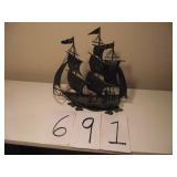 VINTAGE METAL SHIP MODEL