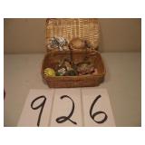 WICKER BASKET & VINTAGE COSTUME JEWELRY