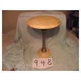 VINTAGE BRASS & MARBLE LOOK TOP TABLE...HEAVY