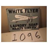 VINTAGE WHITE FLYER SOAP PORCELAIN SIGN