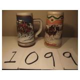 2 OLD BUDWEISER BEER STEINS
